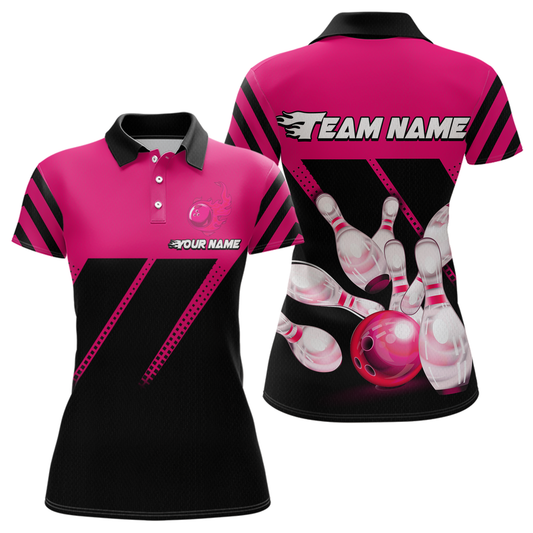 Pink Bowling Shirt Custom Bowling Jersey for Men Women Bowling Polo&1/4 Zip Shirts MBL51