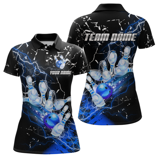 Custom Bllue Lightning Bowling Shirts for Men Women Team Bowling Polo & 1/4 Zip MBL80