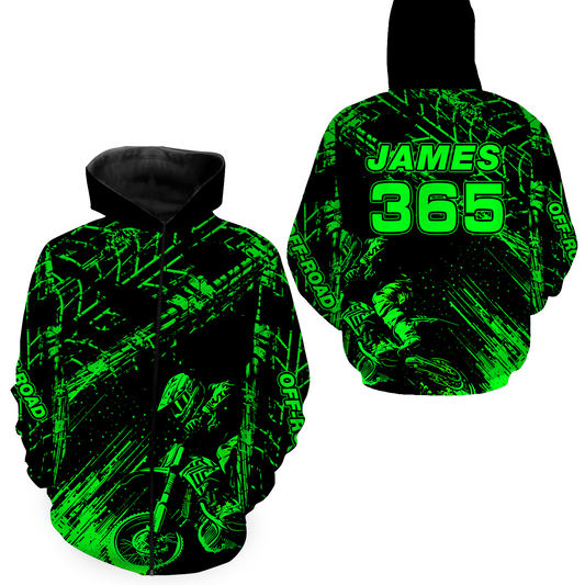 Green Motocross Hoodie Jersey Custom for Men Women Motorcycle Dirt Bike Hoodie Zip MH146