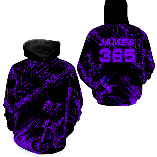 Purple Motocross Hoodie Jersey Custom for Men Women Motorcycle Dirt Bike Hoodie Zip MH146