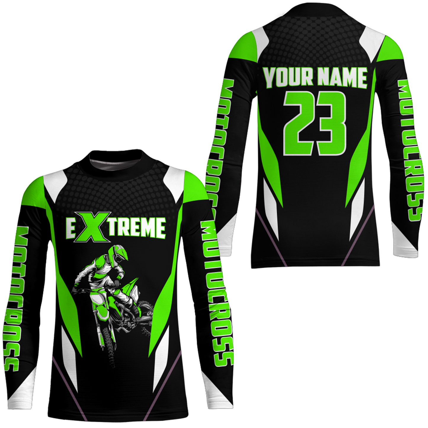 Motocross Racing Jersey Green Off-road Riding Dirt Bike Shirt For Kid Men Women XM308