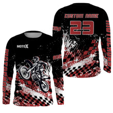 Load image into Gallery viewer, Motocross Racing Jersey Red MX UPF30+ Youth Dirt Bike Shirt Motox Motorcycle Off-Road Shirt XM110