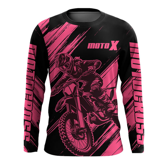 Motocross Racing Jersey Pink For Women Kid Girl Upf30+ MX Off-Road Dirt Bike Shirt XM276