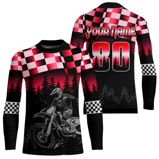 Red Motocross Jersey Dirt Bike Jersey Kid Adult UPF30+ Custom Motocross Racing Jersey DNT56