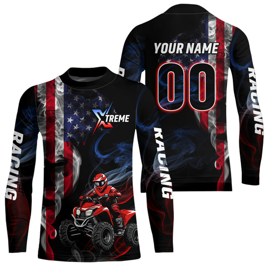 Custom US Flag ATV Motocross Quad Bike Jersey Racing Jersey Kid Adult Off-Road Shirt UPF30+ ATV Shirt DNT13