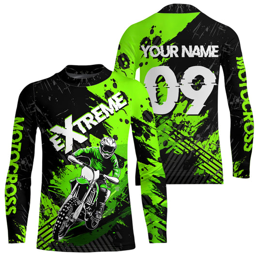 Green Motocross Jersey Extreme Racing Jersey Kid Adult UPF30+ Custom Youth Motorcycle Shirt DNT85