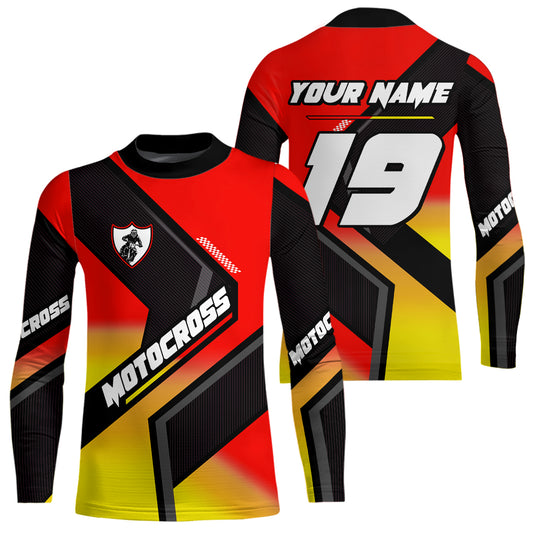 Red Motocross Shirts UPF30+Custom Dirt Bike Jersey Off-Road Shirt Kid Men Women DNT57