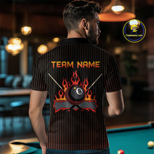Load image into Gallery viewer, Custom Orange 8 Ball Flame Billiard Shirts for Men, Billiard Team Polo & 1/4 Zip Shirts NNT62