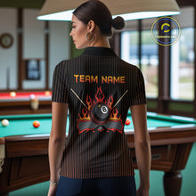 Load image into Gallery viewer, Custom Orange 8 Ball Flame Billiard Shirts for Women, Billiard Team Polo & 1/4 Zip Shirts NNT62