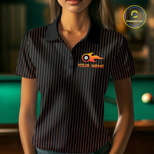 Load image into Gallery viewer, Custom Orange 8 Ball Flame Billiard Shirts for Women, Billiard Team Polo & 1/4 Zip Shirts NNT62