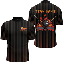 Load image into Gallery viewer, Custom Orange 8 Ball Flame Billiard Shirts for Men, Billiard Team Polo & 1/4 Zip Shirts NNT62