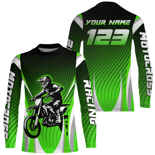 Green Youth Dirt Bike Jersey Custom Motocross Jersey Men Women Kid Upf30+ Off-Road Jersey DNT75