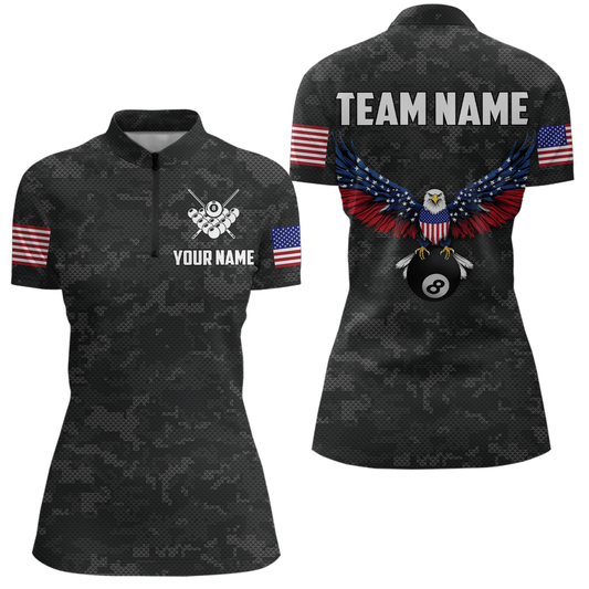 Billiard Shirt for Women US Flag Eagle Billiard Jersey 8 Ball Billiard for Women Team Shirt NNT24
