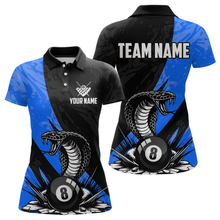 Load image into Gallery viewer, Custom Blue Cobra Snake 8 Ball Pool Billiard Shirts for Women Team Polo & 1/4 Zip Shirts NNT57