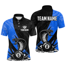 Load image into Gallery viewer, Custom Blue Cobra Snake 8 Ball Pool Billiard Shirts for Men Team Polo & 1/4 Zip Shirts NNT57