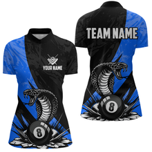 Load image into Gallery viewer, Custom Blue Cobra Snake 8 Ball Pool Billiard Shirts for Women Team Polo & 1/4 Zip Shirts NNT57