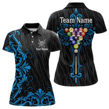 Load image into Gallery viewer, Custom Blue Baroque Pattern Ball Pool Billiard Shirts for Women Team Polo & 1/4 Zip Shirts NNT60