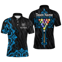 Load image into Gallery viewer, Custom Blue Baroque Pattern Ball Pool Billiard Shirts for Men Team Polo & 1/4 Zip Shirts NNT60