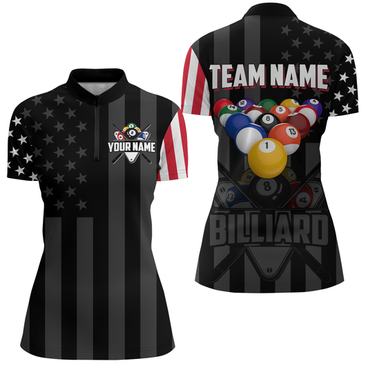 US Flag Billiard Shirt Billiard Jersey for Men Billiard Gifts for Women Team Polo & 1/4 Zip NNT21