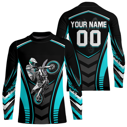 Turquoise Youth Dirt Bike Jersey MX Off-Road Motocross Shirt Racing Shirt Kid Men Women DNT55