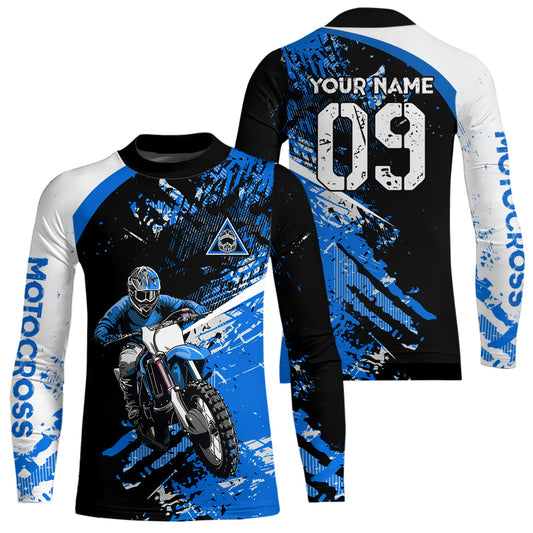 Adult&Kid Custom Motocross Jersey Blue UPF30+ MX Racing Biker Off-road Dirt Bike Racewear| CTP31