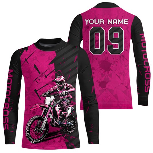 Custom Dirt Bike Jersey Pink Motocross Jersey Upf30+ Mens Women Motocross Shirt| CTP19