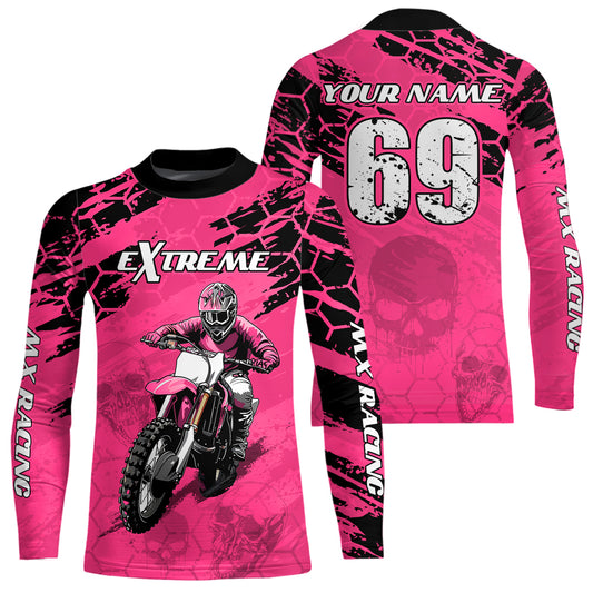 Custom Pink Motocross Jersey for Men Women Upf30+ Dirt Bike Shirt Motorcycle Jersey| CTP71