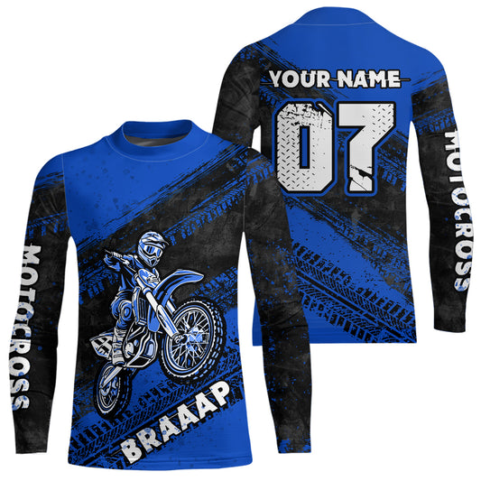Custom Motocross Jersey Blue Mens Women Upf30+ Dirt Bike Jersey Racing Shirt| CTP09