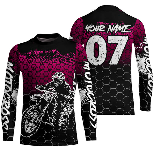 Pink Motocross Jersey Upf30+ Custom Dirt Bike Jersey Mens Women Off-Road Jersey Adult&Kid| CTP04