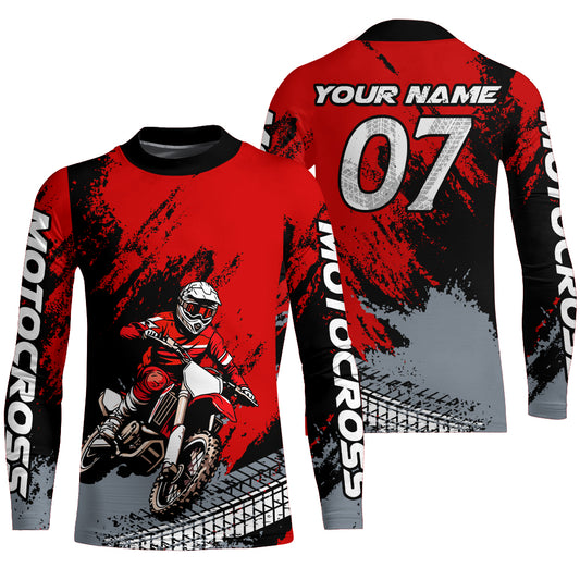 Custom Dirt Bike Jersey Red Motocross Jersey Upf30+ Mens Women Racing Shirt| CTP30