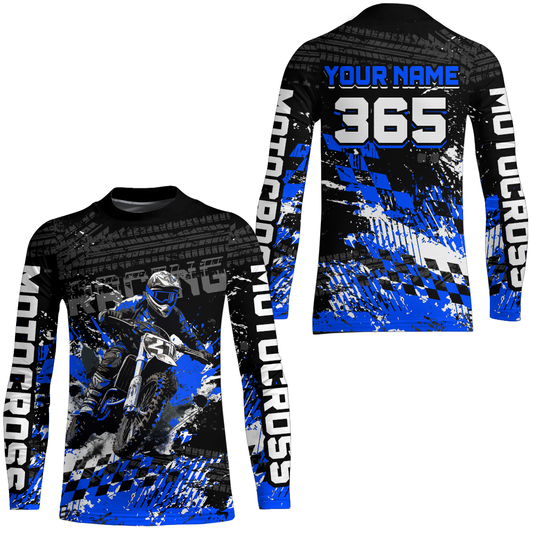 Blue Dirt Bike Jersey Motocross Jersey Upf30+ Custom Mens Women Off-Road Jersey| CTP44