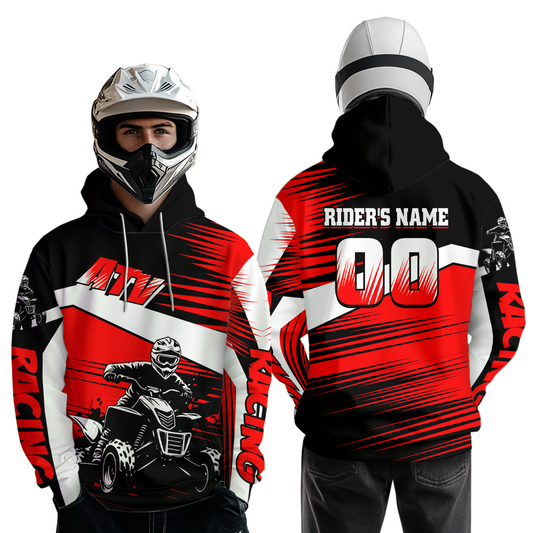 Red ATV Motocross Hoodie Jersey Kids Youth Quad Racing Hoodie Custom Shirt For Men Women NHN001
