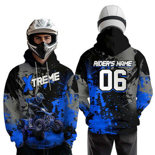 Custom ATV Motocross Hoodie Blue Upf30+ Extreme Quad Bike Off-Road Jersey Men Kid Mx Riding Hoodied NHN010