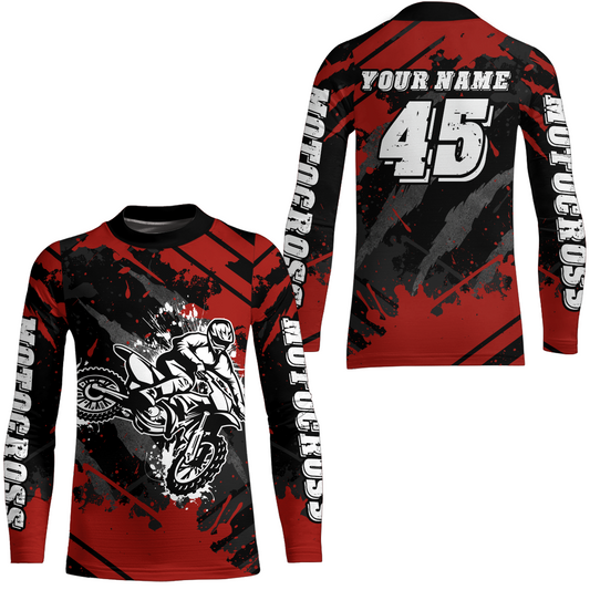 Custom Red Motocross Jersey for Men Women Upf30+ Dirt Bike Shirt Motorcycle Jersey| CTP101