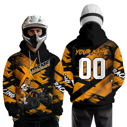 Personalized Atv Motocross Hoodie For Adult&Kid Upf30+ Orange Quad Bike Shirt Off-Road Atv Mx Racing NHN012
