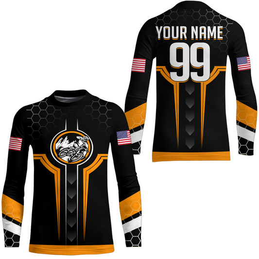 Adult&Kid Orange Custom Dirt Bike Jersey Motocross Jersey Upf30+ Motocross Shirt| CTP78