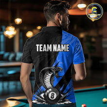 Load image into Gallery viewer, Custom Blue Cobra Snake 8 Ball Pool Billiard Shirts for Men Team Polo & 1/4 Zip Shirts NNT57