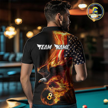 Load image into Gallery viewer, Custom Flaming US Flag Eagle Billiard Jersey for Men Billiard Shirt Billiard Gifts Polo & 1/4 Zip NNT58