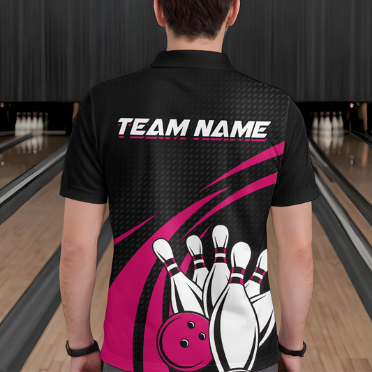 Pink Bowling Jersey Men Custom Bowling Team Shirts Unisex Bowling Men Short Sleeve Polo Shirt CP29