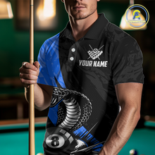 Load image into Gallery viewer, Custom Blue Cobra Snake 8 Ball Pool Billiard Shirts for Men Team Polo & 1/4 Zip Shirts NNT57