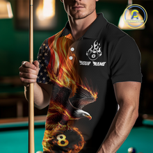 Load image into Gallery viewer, Custom Flaming US Flag Eagle Billiard Jersey for Men Billiard Shirt Billiard Gifts Polo & 1/4 Zip NNT58