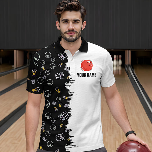 Custom Beer Bowling Shirt Funny Bowling Team League Polo Bowling Shirt for Men QZT403