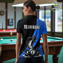 Load image into Gallery viewer, Custom Blue Cobra Snake 8 Ball Pool Billiard Shirts for Women Team Polo & 1/4 Zip Shirts NNT57