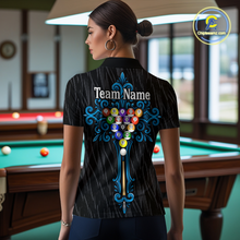 Load image into Gallery viewer, Custom Blue Baroque Pattern Ball Pool Billiard Shirts for Women Team Polo & 1/4 Zip Shirts NNT60