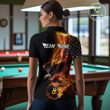 Load image into Gallery viewer, Custom Flaming US Flag Eagle Billiard Jersey for Women Billiard Shirt Billiard Gifts Polo & 1/4 Zip NNT58