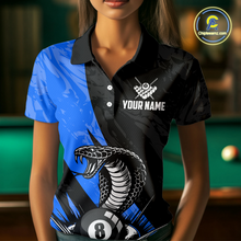 Load image into Gallery viewer, Custom Blue Cobra Snake 8 Ball Pool Billiard Shirts for Women Team Polo & 1/4 Zip Shirts NNT57