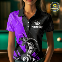 Load image into Gallery viewer, Custom Purple Cobra Snake 8 Ball Pool Billiard Shirts for Women Team Polo & 1/4 Zip Shirts NNT57
