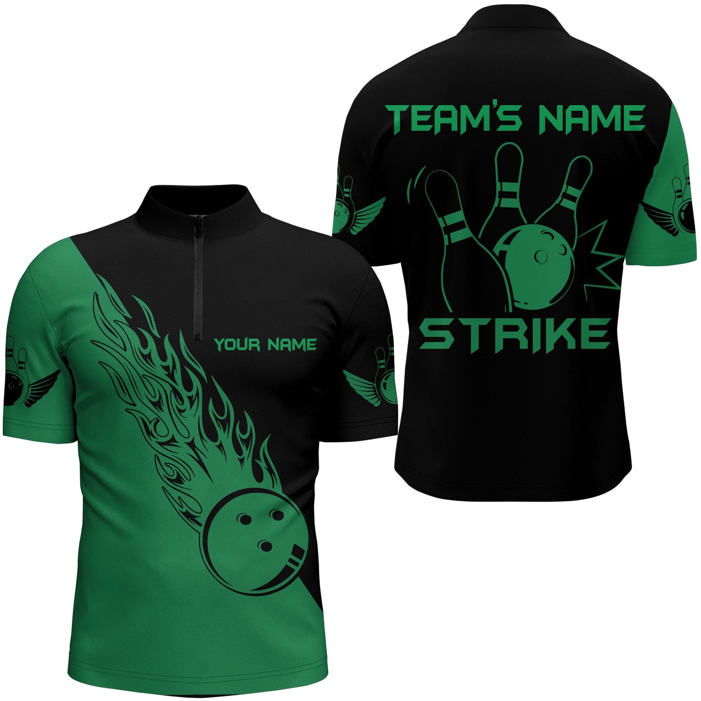 Strike Bowling Quarter-Zip Shirt For Men Custom Bowling Team Jersey BDT194
