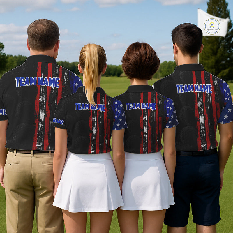 Custom Mens Golf Polo Shirt USA Flag, Golf Family Team Shirt, School Team Golf Shirt, Patriotic Golf Shirt NHT715