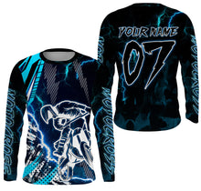 Load image into Gallery viewer, MotoX extreme custom jersey UPF30+ kid&adult Motocross blue dirt bike shirt racing motorcycle PDT46